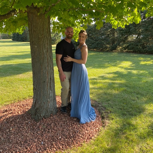 Slate Blue- Mori Lee bridesmaid Gown - Picture 2 of 4